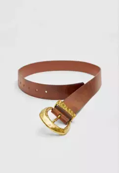Ремень с кованой пряжкой неправильной формы Stradivarius, коричневый