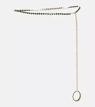 Ремень с кристаллами Osree, зеленый