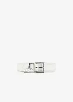 Ремень с крокодиловым принтом Armani Exchange, белый