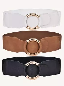 Ремень с круглой пряжкой, черный