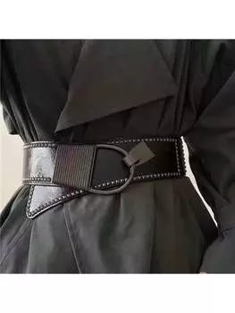 Ремень с круглой пряжкой, черный