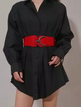 Ремень с круглой пряжкой, красный