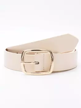 Ремень с квадратной пряжкой, бежевый