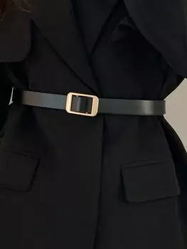 Ремень с квадратной пряжкой, черный