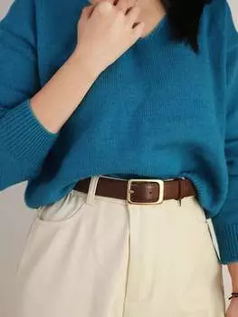 Ремень с квадратной пряжкой, кофейный