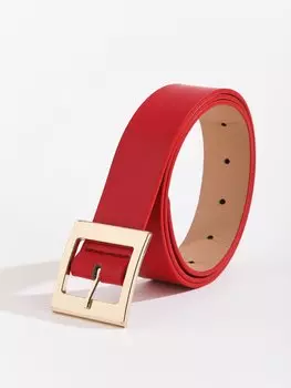 Ремень с квадратной пряжкой, красный