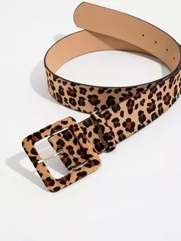 Ремень с квадратной пряжкой, леопардовый