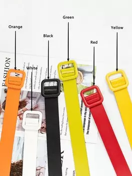 Ремень с квадратной пряжкой, многоцветный