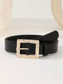 Ремень с квадратной пряжкой женский, черный