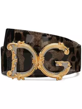 Ремень с леопардовым принтом и логотипом DOLCE & GABBANA, коричневый