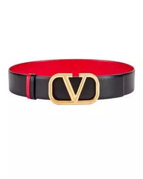 Ремень с логотипом Valentino Garavani, цвет Nero & Rouge Pur