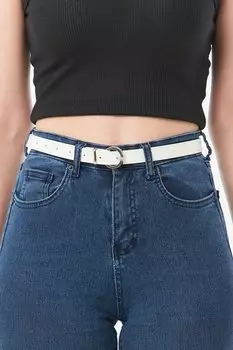 Ремень с маленькой пряжкой Fullamoda, белый