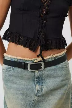 Ремень с массивной пряжкой матового серебра My Accessories London, черный