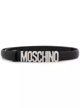 Ремень с металлическим логотипом Moschino, черный