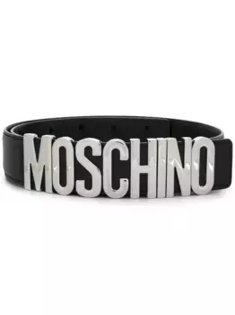 Ремень с металлическим логотипом Moschino, черный