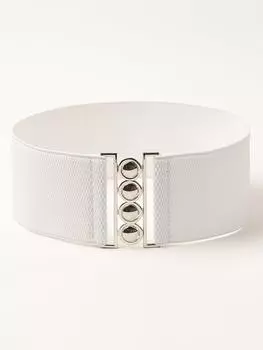 Ремень с металлической пряжкой, белый