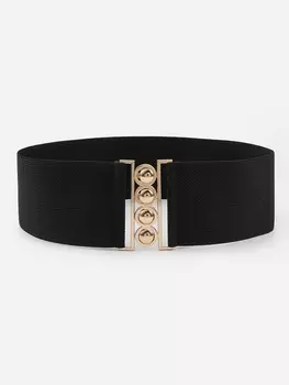 Ремень с металлической пряжкой, черный