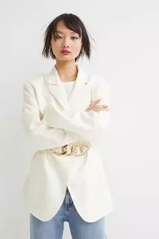Ремень с металлической пряжкой H&amp;M, светло-бежевый/золотистый