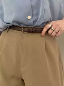 Ремень с металлической пряжкой, кофейный