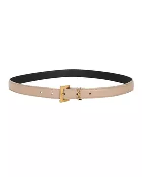 Ремень с монограммой Saint Laurent, темно-бежевый
