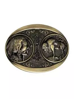 Ремень с никелевой пряжкой, бронзовый