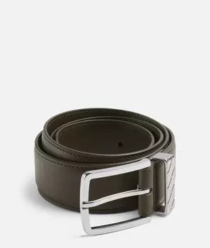 Ремень с петлями Intreccio Bottega Veneta, нейтральный/серо-зеленый