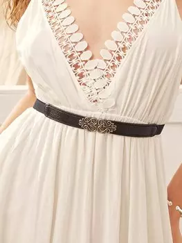 Ремень с полой металлической пряжкой, черный