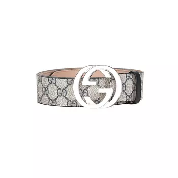 Ремень с пряжкой Interlocking G Palladium Gg Supreme 1.5'W GUCCI