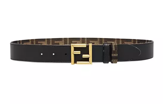 Ремень с пряжкой из жаккарда Ff FENDI, черный