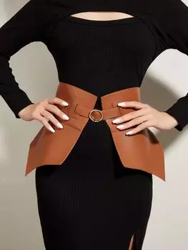 Ремень с пряжкой, коричневый