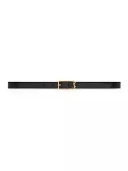 Ремень с пряжкой New Cassandre из гладкой кожи Saint Laurent, неро