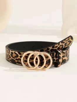 Ремень с пряжкой с тремя кольцами, кофейный