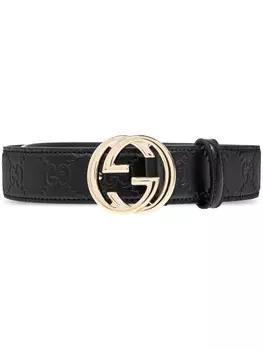 Ремень с пряжкой в виде буквы G Gucci, черный