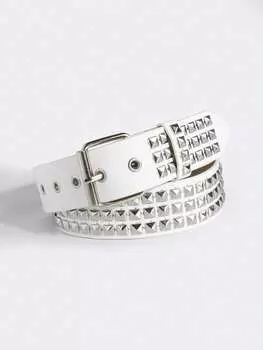 Ремень с шипами, белый