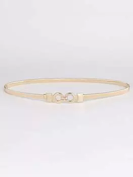 Ремень с симметричной пряжкой, золотой