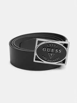 Ремень с текстурой и логотипом Guess Factory, черный