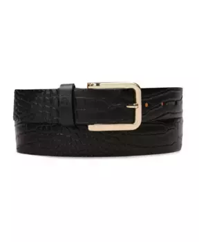 Ремень с тиснением под крокодила Kazar, черный