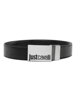Ремень с тисненым логотипом Just Cavalli, черный