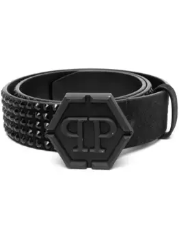 Ремень с тисненым логотипом Philipp Plein, черный