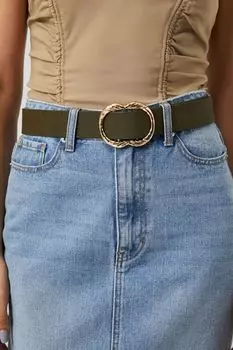 Ремень с витой круглой пряжкой Forever 21, оливковый