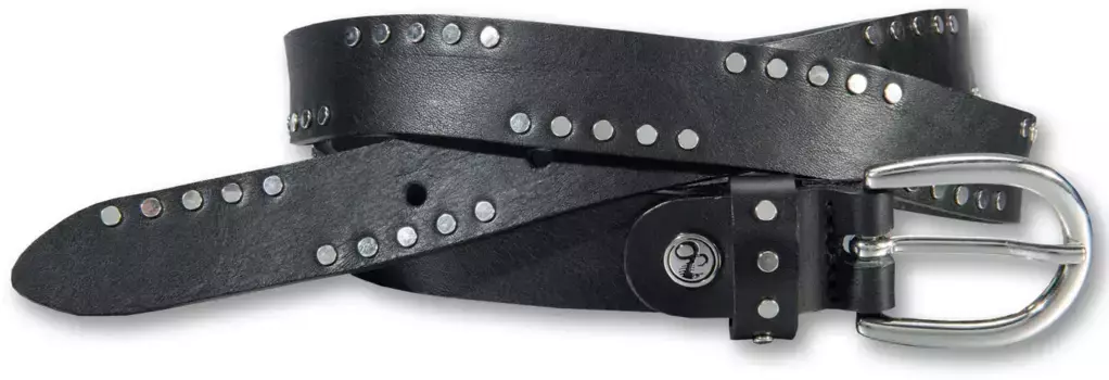 Ремень с заклепками Silbergift, спортивный вариант с частичным применением заклепок, черный