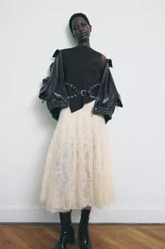 Ремень с заклёпками ZARA, черный