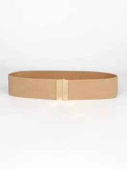 Ремень широкий с металлической пряжкой, бежевый