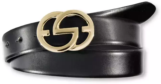 Ремень Silbergift, дизайнерская застежка золотого цвета, черный