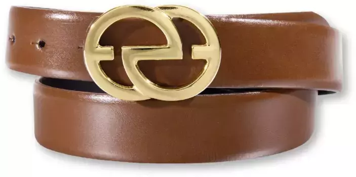 Ремень Silbergift, дизайнерская застежка золотого цвета, цвет Cognac