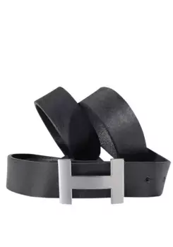 Ремень Silbergift с декоративной графической застежкой, черный