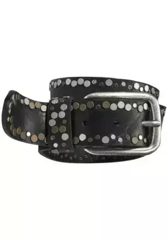 Ремень Silbergift с заклепками, украшенный разноцветными заклепками по всей поверхности, черный