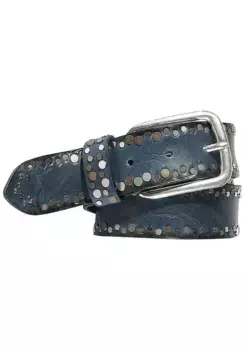 Ремень Silbergift с заклепками, украшенный разноцветными заклепками по всей поверхности, синий