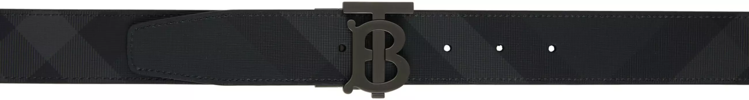 Ремень TB в черную клетку и кожу, двусторонний Burberry