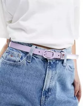 Ремень Tommy Jeans 2,0 см сиреневого цвета с лакированной овальной пряжкой